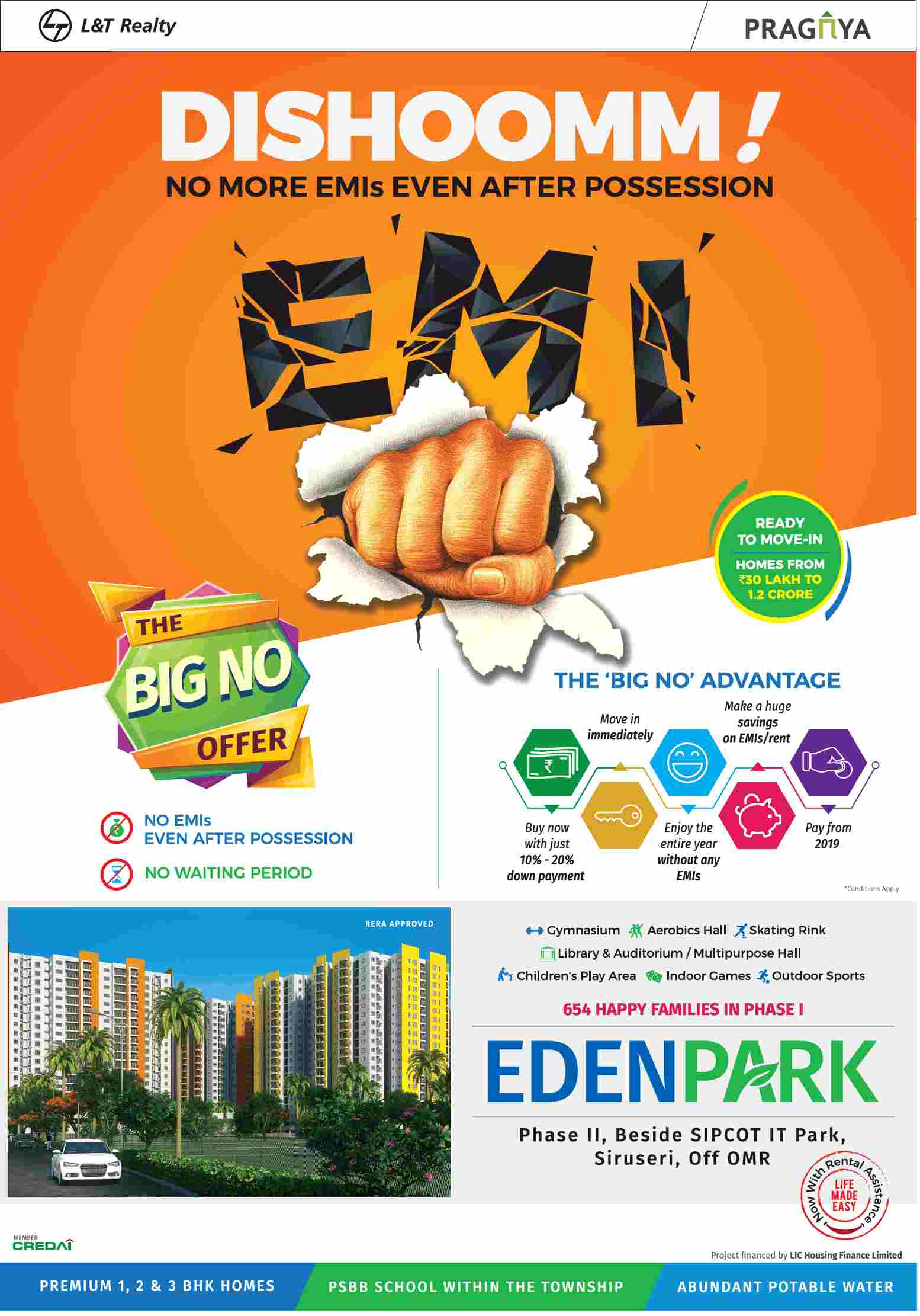 Book home with the Big No Offer at L And T Eden Park in Chennai